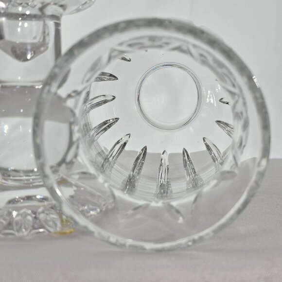 Block Cut Crystal Candle Hurricane Lamp 12" diamond slashes luxury glass decor - Picture 3 of 8
